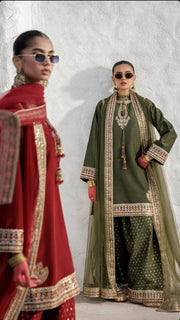 3-PC Embroidered Suit