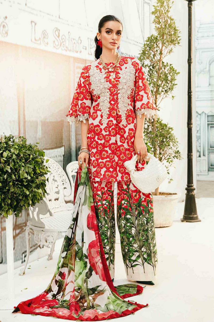 3 Piece Embroidered Lawn Suit | MPT-2606-B