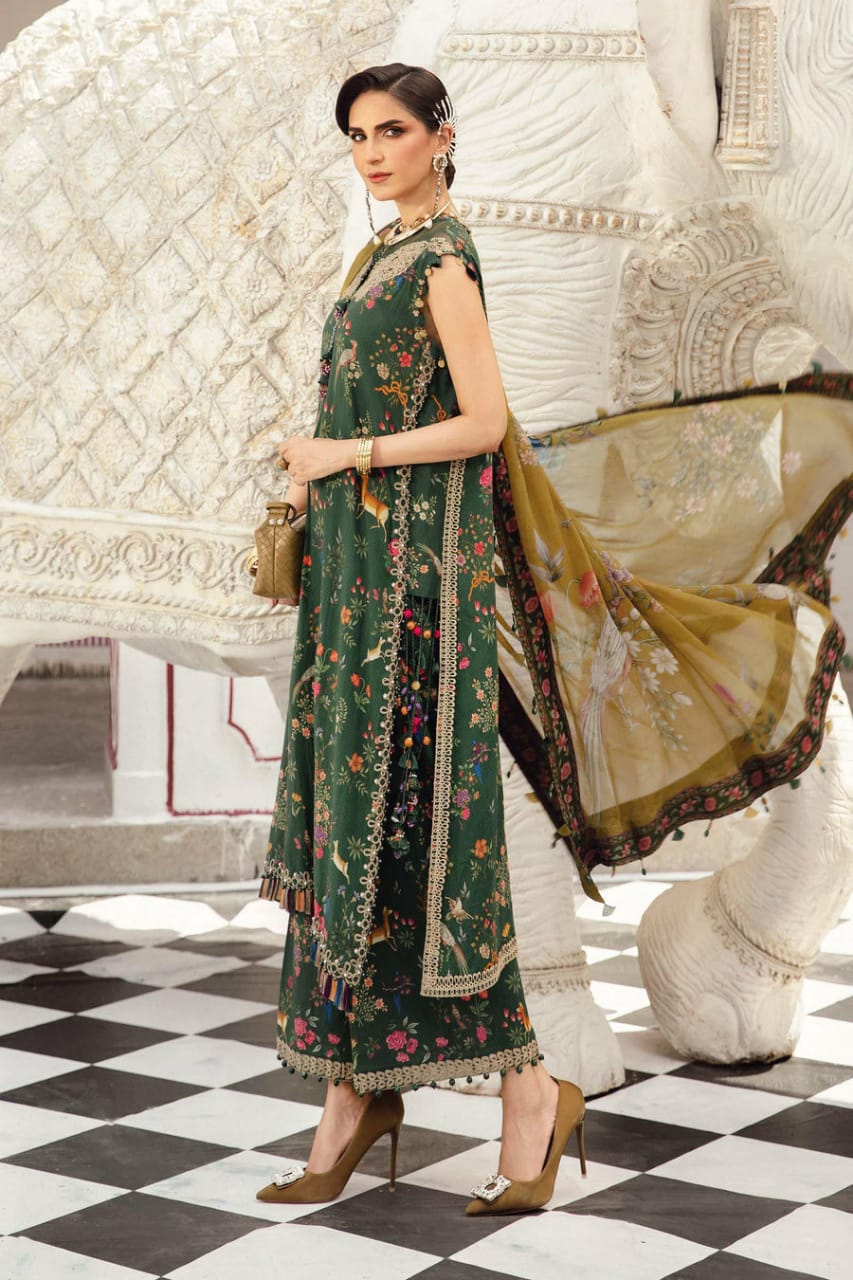3 Piece Embroidered Linen Suit | MPT-2707-B