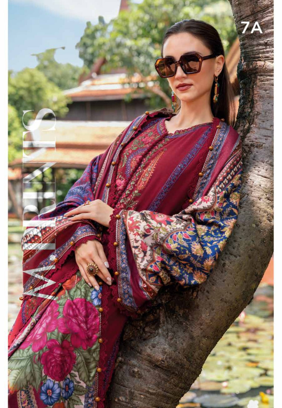 3 Piece Embroidered Twill Linen Suit