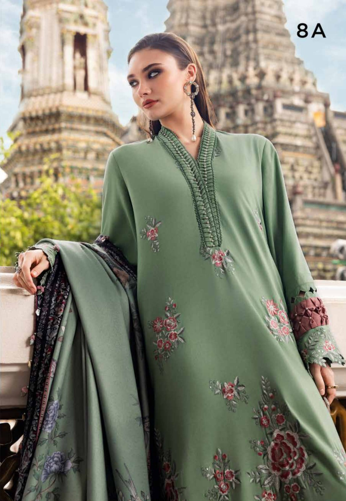 3 Piece Embroidered Twill Linen Suit