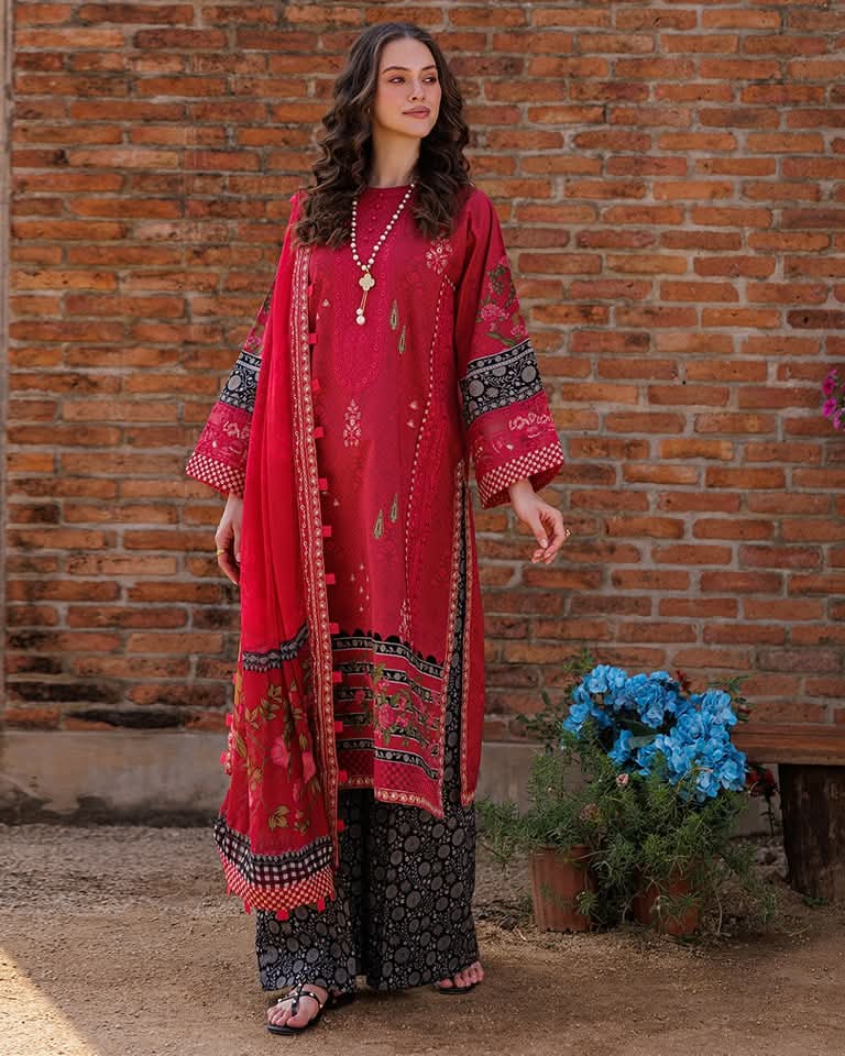 Embroidered Printed Lawn with Embroidered Chiffon Dupatta