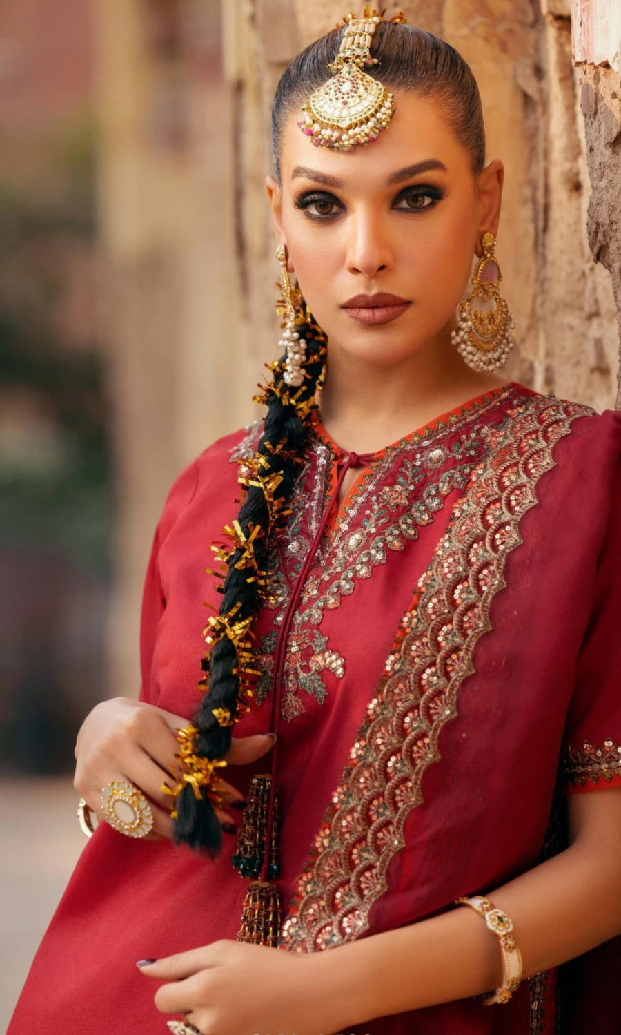 3-PC Embroidered Raw-Silk Suit