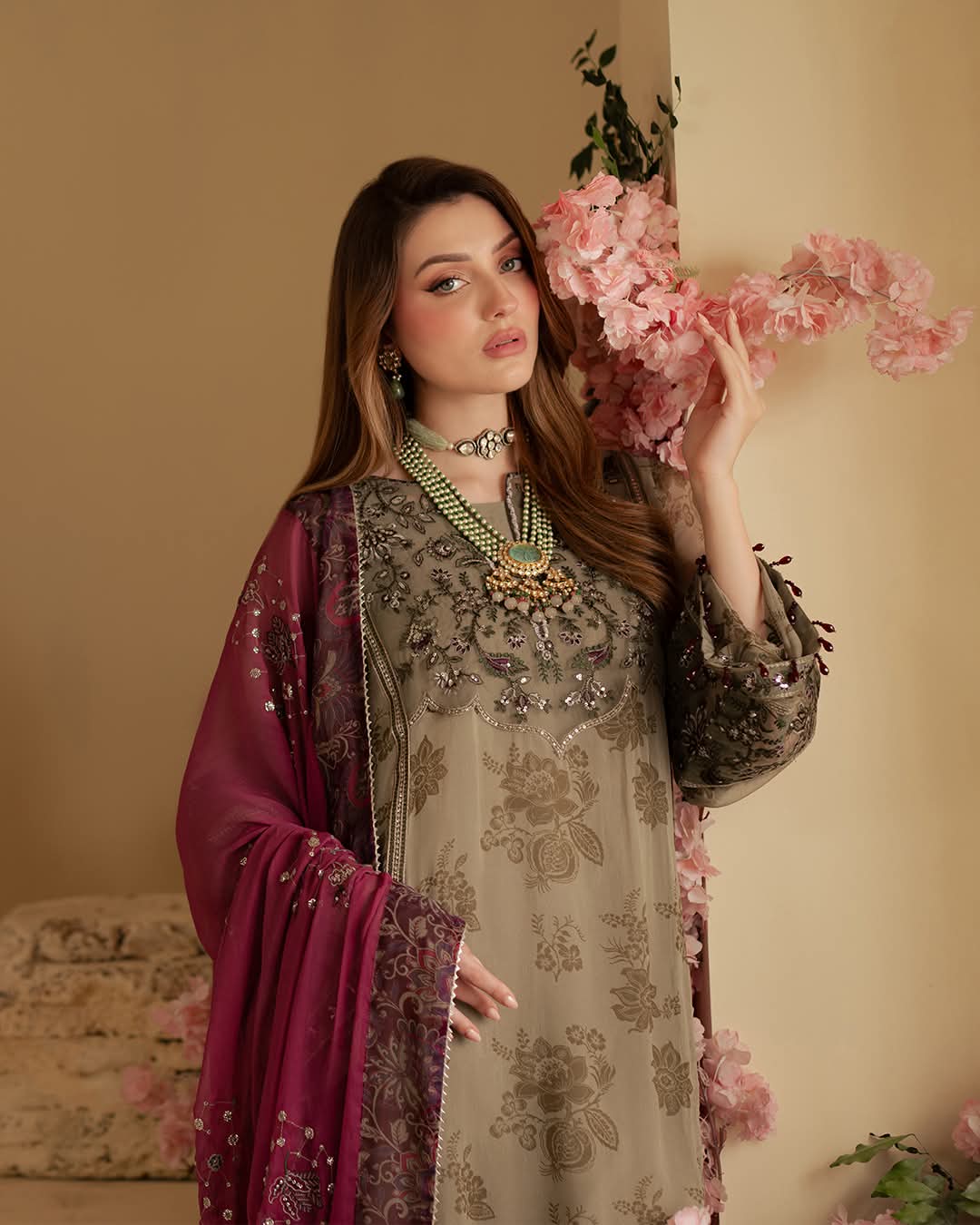 Unstitched Luxury Embroidered Chiffon