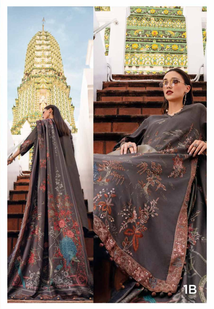 3 Piece Embroidered Twill Linen Suit