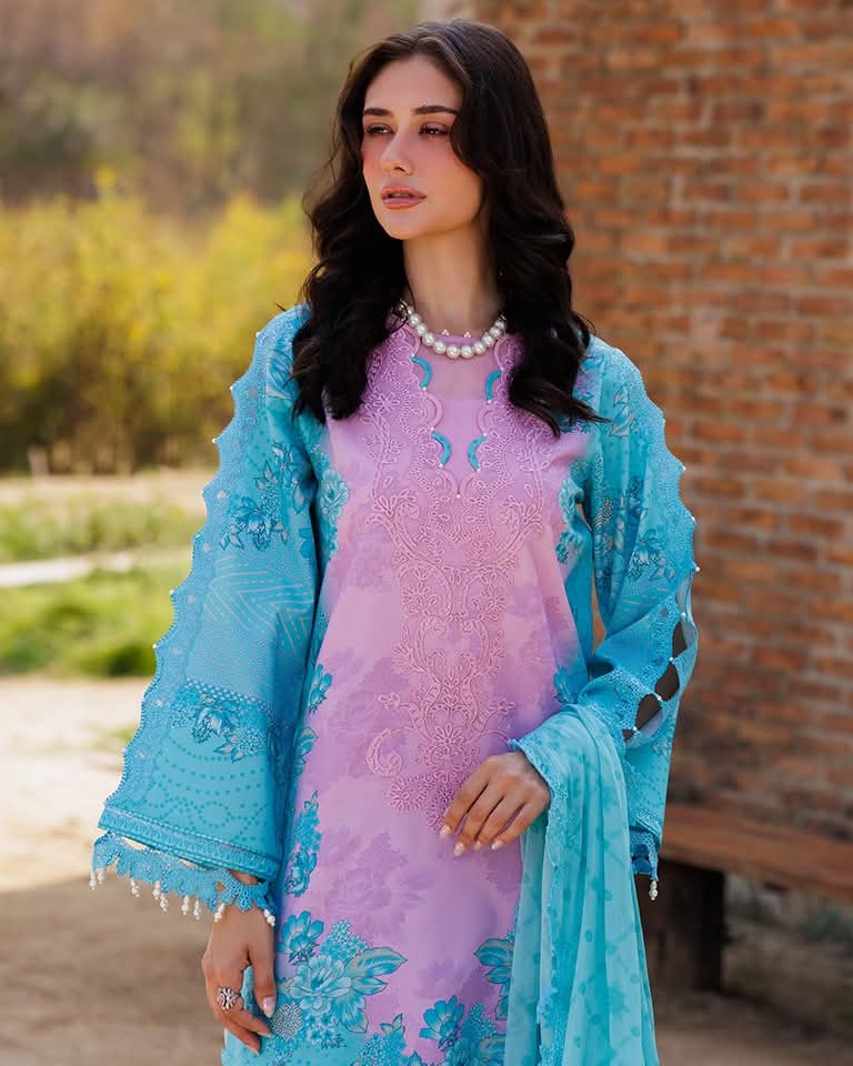 Embroidered Printed Lawn with Embroidered Chiffon Dupatta