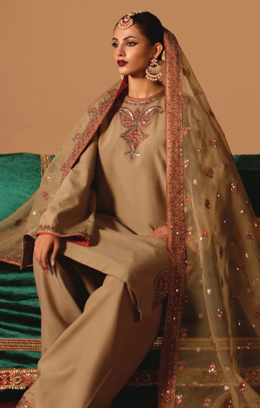 3-PC Embroidered Suit