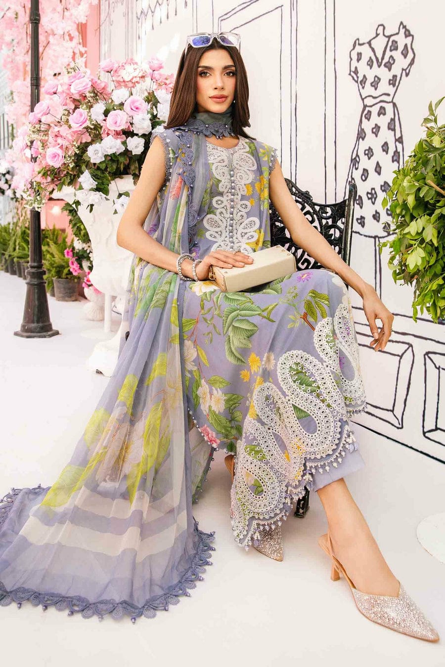 3 Piece Embroidered Lawn Suit | MPT-2604-A
