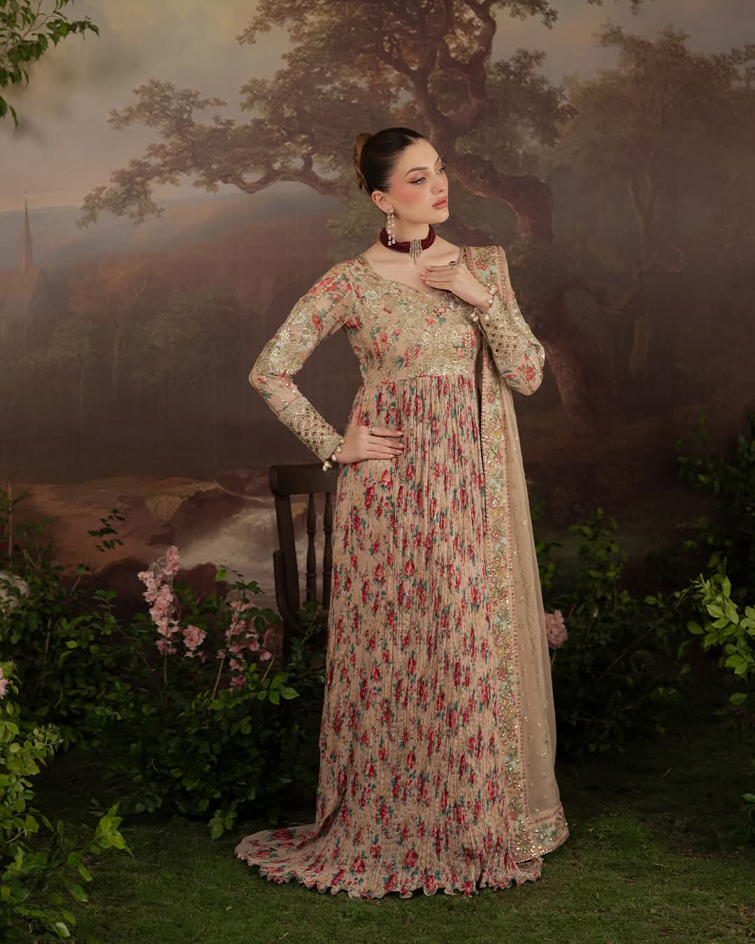 Unstitched Luxury Embroidered Chiffon