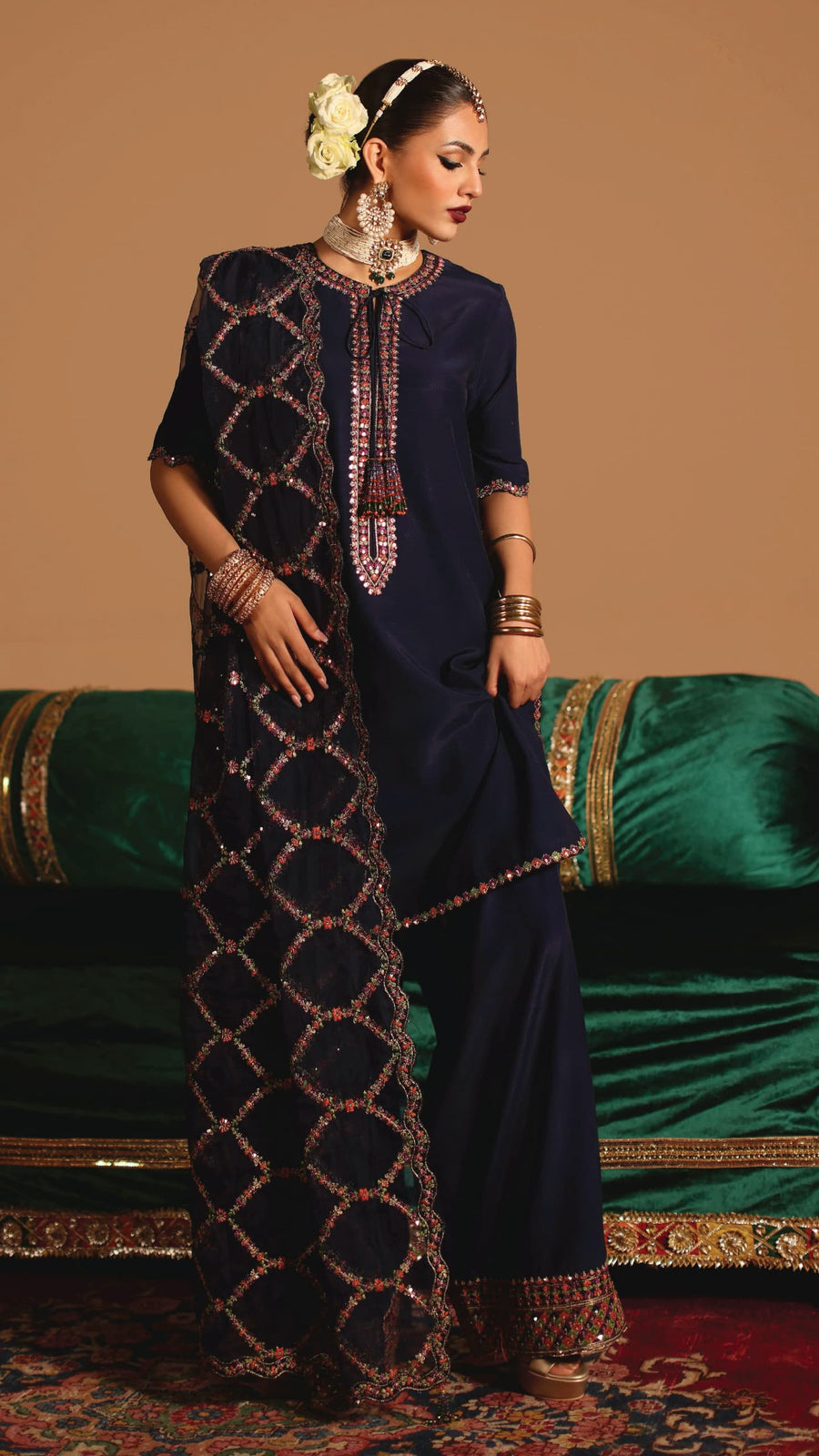 3-PC Embroidered Suit