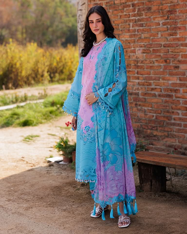 Embroidered Printed Lawn with Embroidered Chiffon Dupatta