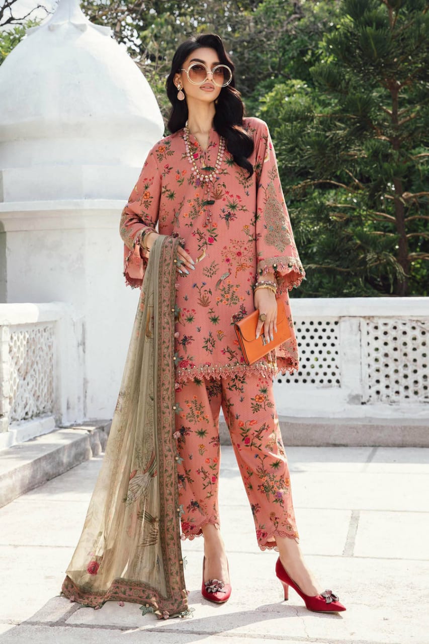3 Piece Embroidered Linen Suit |  MPT-2707-A