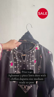 Agha noor two piece lawn suit shirt and chiffon dupatta